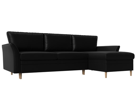 Угловой раскладной диван София, Черный (экокожа) в Элисте - изображение