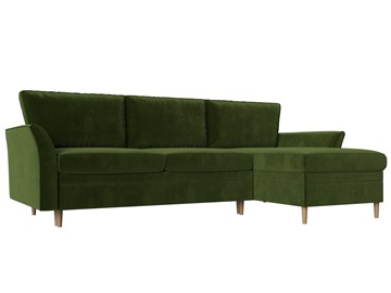 Угловой диван с оттоманкой София, Зеленый (микровельвет) в Элисте