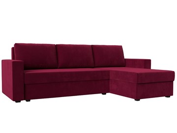 Угловой раскладной диван Траумберг Лайт, Бордовый (микровельвет) в Элисте - предосмотр
