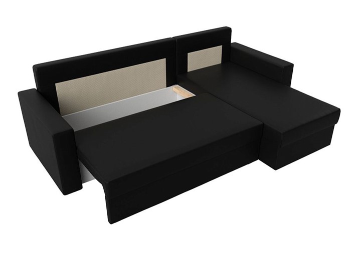 Угловой раскладной диван Траумберг Лайт, Черный (Экокожа) в Элисте - изображение 1