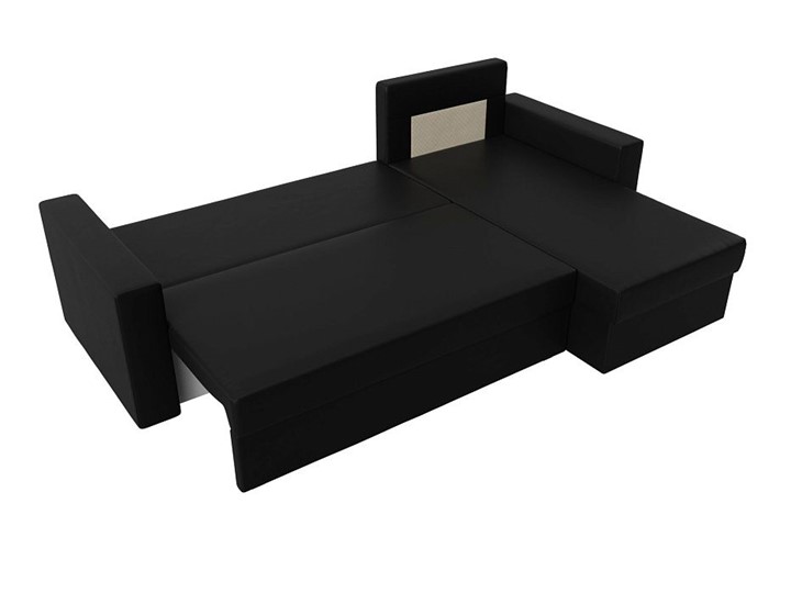 Угловой раскладной диван Траумберг Лайт, Черный (Экокожа) в Элисте - изображение 2