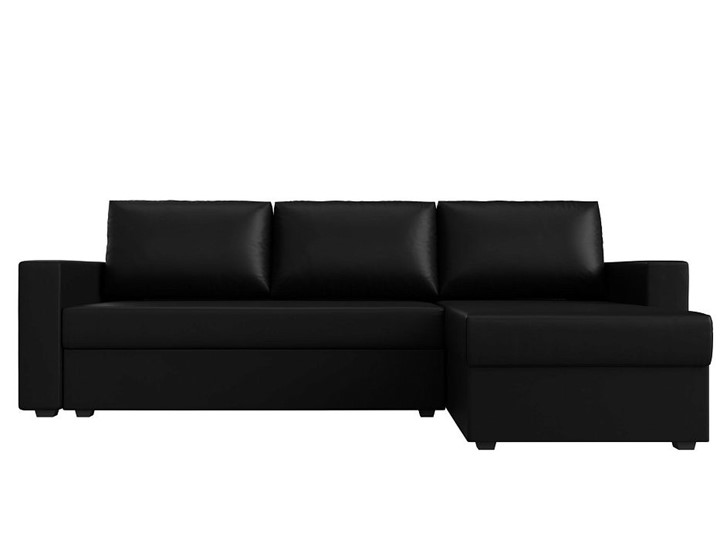 Угловой раскладной диван Траумберг Лайт, Черный (Экокожа) в Элисте - изображение 5