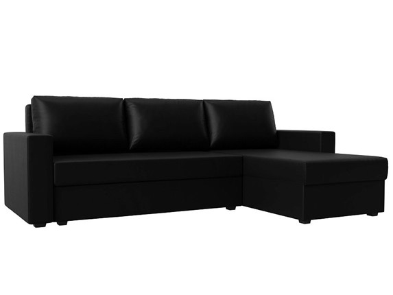 Угловой раскладной диван Траумберг Лайт, Черный (Экокожа) в Элисте - изображение