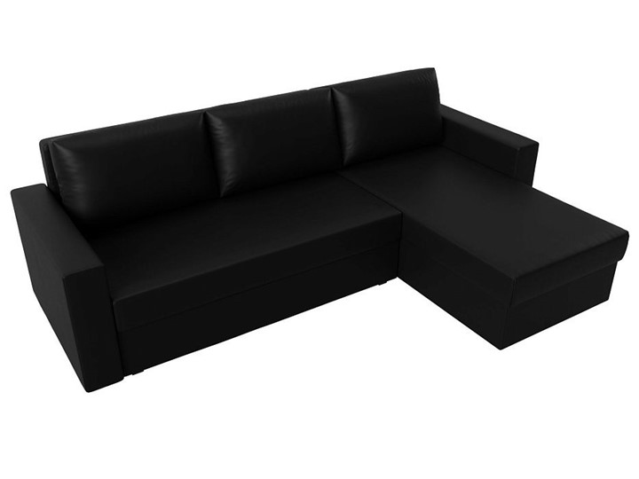 Угловой раскладной диван Траумберг Лайт, Черный (Экокожа) в Элисте - изображение 8