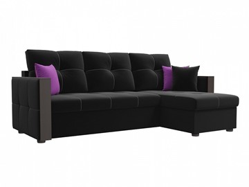 Угловой диван для гостиной Валенсия, Черный (микровельвет) в Элисте