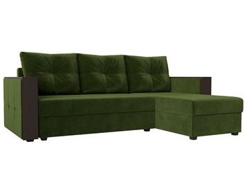 Угловой раскладной диван Валенсия Лайт, Зеленый (Микровельвет) в Элисте
