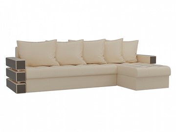 Угловой диван с оттоманкой Венеция, Бежевый (экокожа) в Элисте - предосмотр