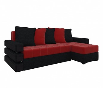 Угловой раскладной диван Венеция, Бордовый/Черный (микровельвет) в Элисте - предосмотр