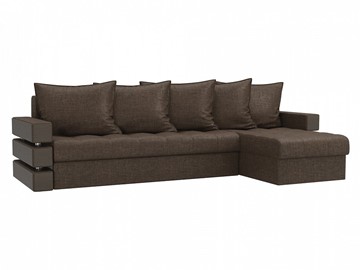 Угловой диван с оттоманкой Венеция, Коричневый (рогожка) в Элисте - предосмотр