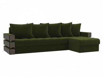 Угловой диван с оттоманкой Венеция, Зеленый (микровельвет) в Элисте