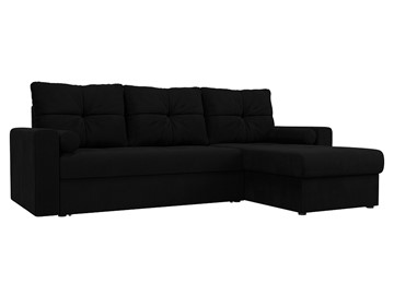 Угловой диван с оттоманкой Верона, Черный (микровельвет) в Элисте