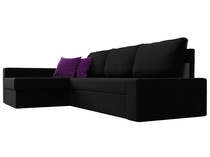 Угловой раскладной диван Версаль, Черный/Фиолетовый (микровельвет) в Элисте - изображение 2