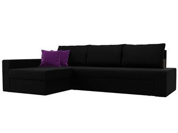 Угловой раскладной диван Версаль, Черный/Фиолетовый (микровельвет) в Элисте - предосмотр