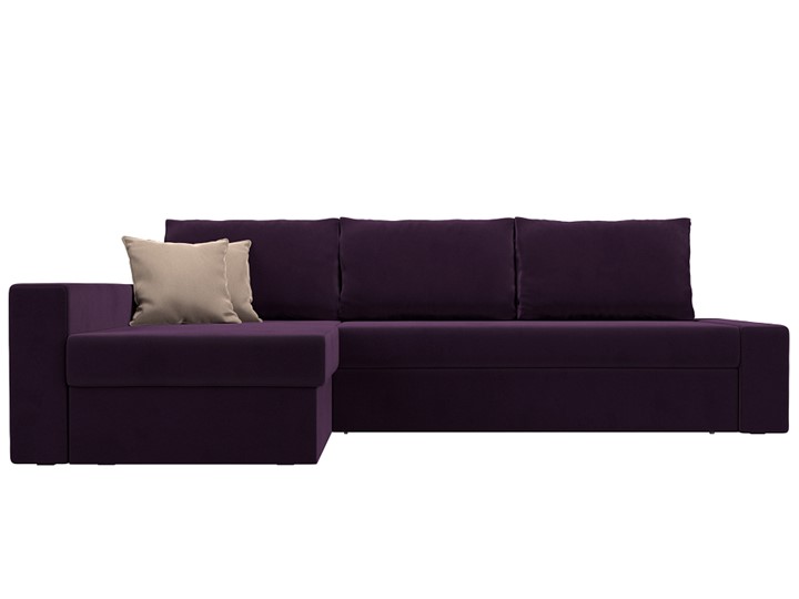 Угловой раскладной диван Версаль, Фиолетовый/Бежевый (велюр) в Элисте - изображение 1