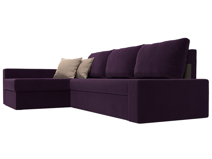 Угловой раскладной диван Версаль, Фиолетовый/Бежевый (велюр) в Элисте - изображение 2
