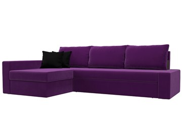 Угловой диван Версаль, Фиолетовый/Черный (микровельвет) в Элисте