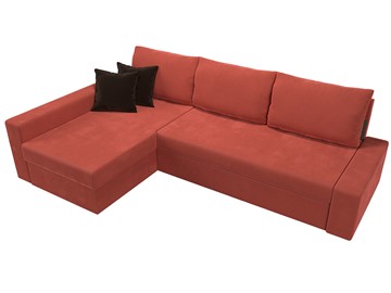 Угловой диван для гостиной Версаль, Коралловый/Коричневый (микровельвет) в Элисте - предосмотр 4
