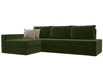 Угловой диван Версаль, Зеленый/Бежевый (микровельвет) в Элисте - предосмотр