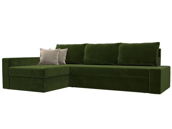 Угловой диван Версаль, Зеленый/Бежевый (микровельвет) в Элисте - изображение