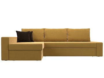 Угловой диван для гостиной Версаль, Желтый/Коричневый (микровельвет) в Элисте - предосмотр 1