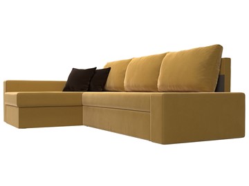 Угловой диван для гостиной Версаль, Желтый/Коричневый (микровельвет) в Элисте - предосмотр 2