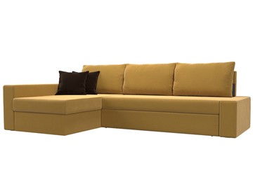 Угловой диван для гостиной Версаль, Желтый/Коричневый (микровельвет) в Элисте - предосмотр