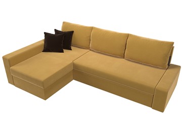 Угловой диван для гостиной Версаль, Желтый/Коричневый (микровельвет) в Элисте - предосмотр 4