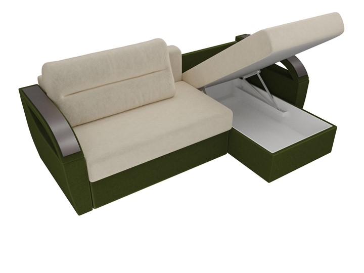 Угловой диван Форсайт, бежевый/зеленый (микровельвет) в Элисте - изображение 3