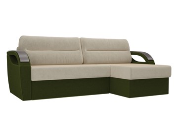 Угловой диван Форсайт, бежевый/зеленый (микровельвет) в Элисте - предосмотр
