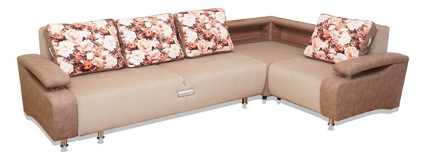 Угловой диван Престиж-15 люкс с полкой в Элисте - изображение