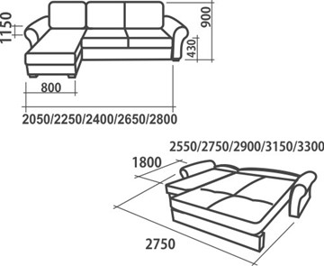 Угловой диван Аккордеон-1, 290 (круглые подлокотники) с коробом в Элисте - предосмотр 2