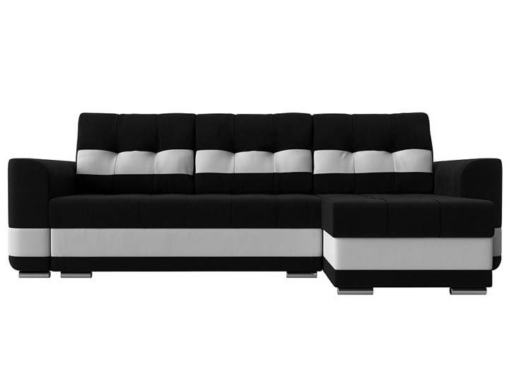 Угловой диван Честер, Черный/белый (вельвет/экокожа) в Элисте - изображение 1