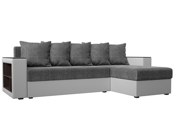 Угловой диван Дубай Лайт, Серый/Белый (рогожка/экокожа) в Элисте - изображение