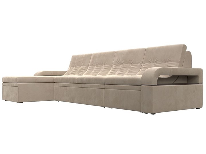 Угловой раскладной диван Лига-035 Лонг, Бежевый (Велюр) в Элисте - изображение 5