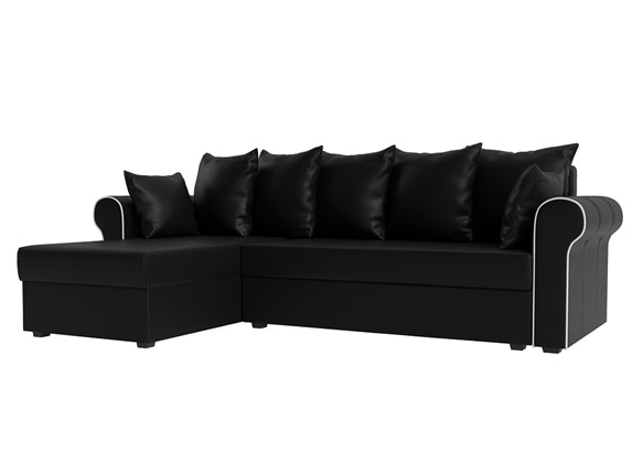 Угловой раскладной диван Рейн, Черный/Белый (экокожа) в Элисте - изображение