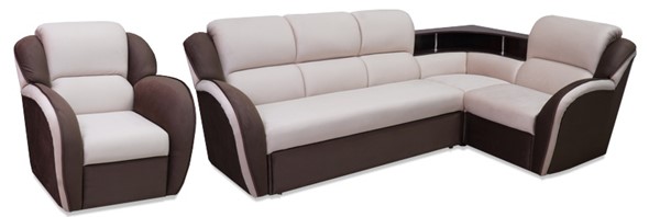 Угловой диван Соня-14 с полкой и креслом в Элисте - изображение