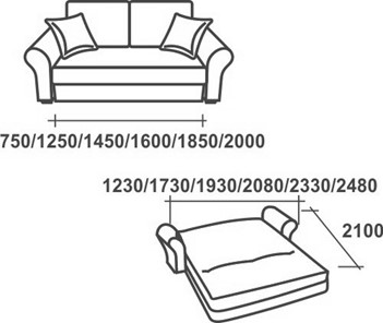 Прямой диван Аккордеон-1, 140 (круглые подлокотники), НПБ в Элисте - предосмотр 2