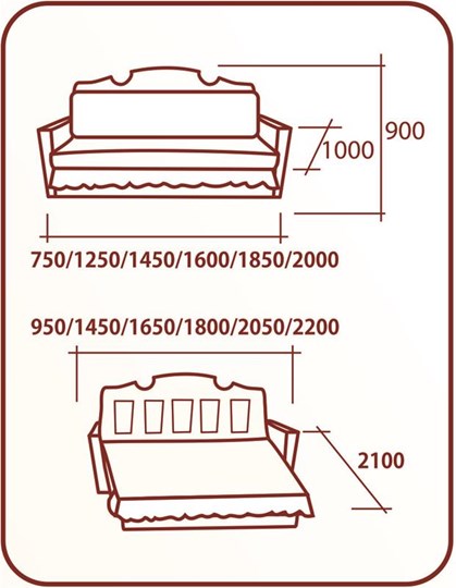 Прямой диван Аккордеон Бук 155, Классика, Элакс в Элисте - изображение 1