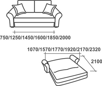Прямой диван Аккордеон-1, 180 (прямые подлокотники) в Элисте - предосмотр 2