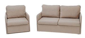 Мебельный комплект Амира бежевый диван + кресло в Элисте - предосмотр