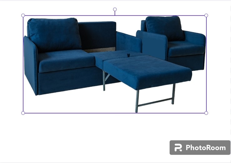 Мебельный набор Амира синий диван + кресло в Элисте - изображение 1