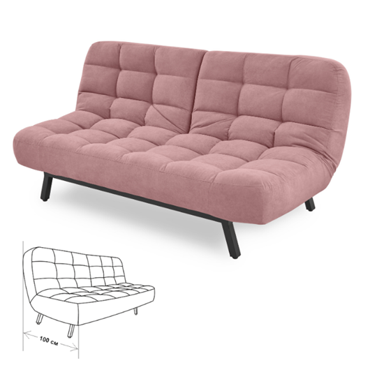 Прямой диван Абри, опора металл. велюр розовый в Элисте - изображение 1