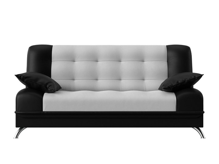 Прямой диван Анна, Белый/Черный (экокожа) в Элисте - изображение 1
