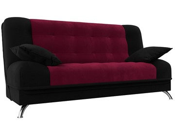 Прямой диван Анна, Бордовый/Черный (микровельвет) в Элисте