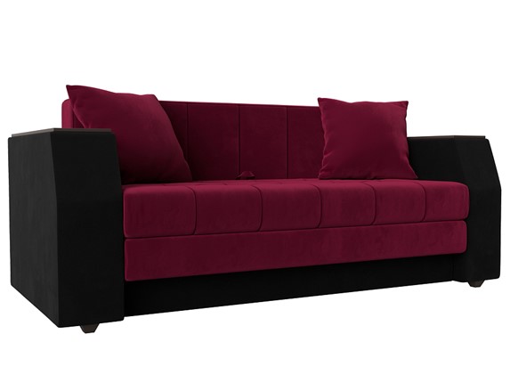 Прямой диван Атлант мини, Бордовый\Черный (Микровельвет) в Элисте - изображение