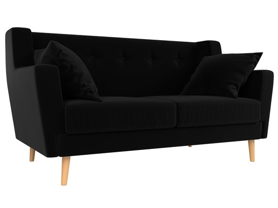 Двухместный диван Брайтон 2, Черный (велюр) в Элисте - изображение