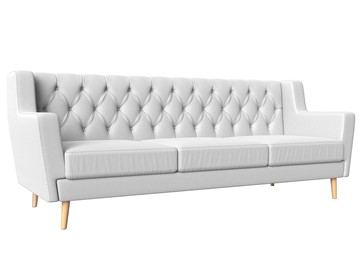 Прямой диван Брайтон 3 Люкс, Белый, без механизма (Экокожа) в Элисте - предосмотр