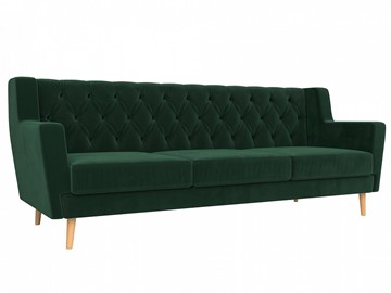 Прямой диван Брайтон 3 Люкс, Зеленый, без механизма (велюр) в Элисте - предосмотр
