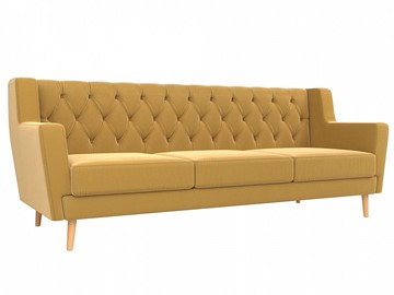 Прямой диван Брайтон 3 Люкс, Желтый, без механизма (микровельвет) в Элисте - предосмотр