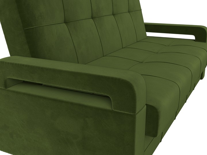 Прямой диван Гермес лайт книжка, Зеленый (Микровельвет) в Элисте - изображение 5